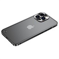 Bumper en Métal iPhone 13 Pro Max avec Dos en Verre Trempé - Noir