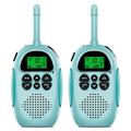 2Pcs DJ100 Children Walkie Talkie Toys Kids Interphone Mini Handheld Transceiver 3KM Range UHF Radio with Lanyard - Blue+Blue