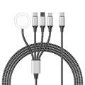 Câble de charge tressé 4-en-1 - Type-C, Lightning, Micro USB, Apple Watch - 1.2m