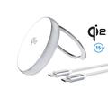 Chargeur sans fil rapide avec béquille 4smarts Qi2 - MagSafe Compatible - 15W - Blanc / Argenté