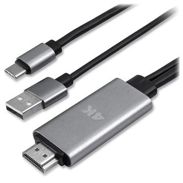 Câble Adaptateur USB-C / HDMI 4K UHD 4smarts - 1.8m - Noir