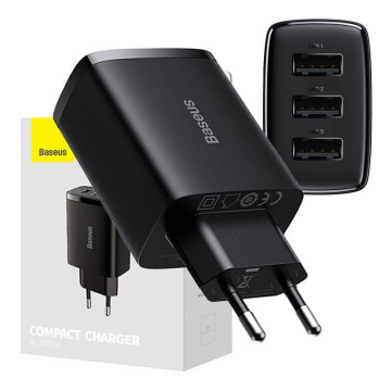 Baseus Compact Quick Charger CCXJ020101, 3x USB, 17W