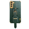 Coque 6D Crocodile Samsung Galaxy S21 5G avec Dragonne - Verte