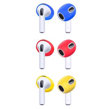 Cache-Oreilles AirPods 3 en Silicone - 3 Paires - Bleu / Rouge / Jaune