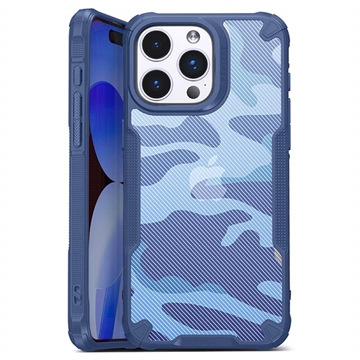 Coque Hybride iPhone 15 Pro Antichoc - Camouflage - Bleue