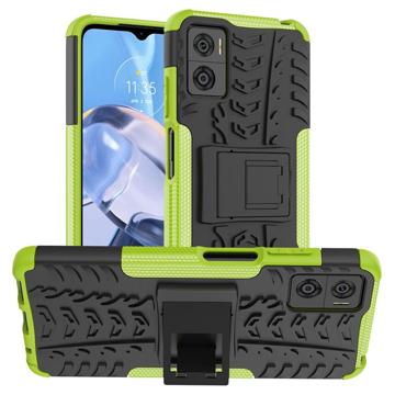 Coque Hybride Motorola Moto E22/E22i Antidérapante avec Béquille - Vert / Noir