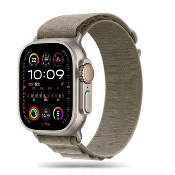 Apple Watch Series Ultra 2/Ultra/10/9/8/SE (2022)/7/SE/6/5/4/3/2/1 Bracelet Tech-Protect Nylon Pro - 49mm/46mm/45mm/44mm/42mm - Titane / Olive