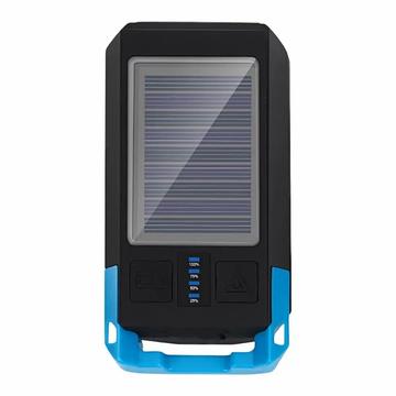 BG-1706 Lampes de vélo rechargeables USB + solaires étanches 6 modes d\'éclairage double phare de vélo avec alarme de klaxon - bleu