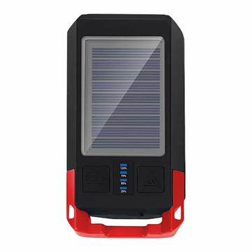 BG-1706 Lampes de vélo rechargeables USB + solaires étanches 6 modes d\'éclairage double phare de vélo avec alarme de klaxon - rouge