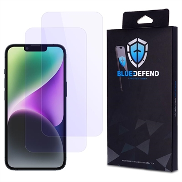 Protection d\'écran iPhone 14 en verre trempé BlueDefend Anti-Blue Light - 2 Pcs.