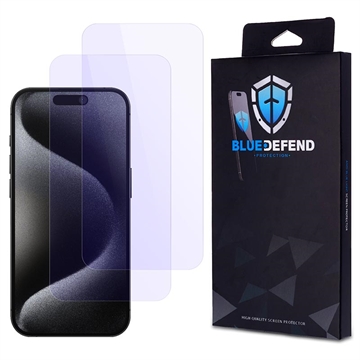 Protection d\'écran iPhone 15 Pro en verre trempé BlueDefend Anti-Blue Light - 2 Pcs.