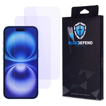 Protection d\'écran iPhone 16 en verre trempé BlueDefend Anti-Blue Light - 2 Pcs.