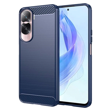 Coque Honor 90 Lite/X50i en TPU Brossé - Fibre de Carbone - Bleue