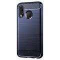 Coque Samsung Galaxy A40 en TPU Brossé - Fibre de Carbone - Bleue