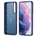 Coque Samsung Galaxy S22 5G en TPU Brossé - Fibre de Carbone - Bleue