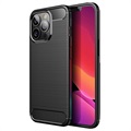 Coque iPhone 14 Pro en TPU Brossé - Fibre de Carbone - Noire