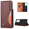 Étui Portefeuille Samsung Galaxy S21 5G - Série Card Set - Vin Rouge