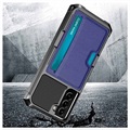 Coque Hybride avec Porte-Cartes pour Samsung Galaxy S21 5G - Bleue