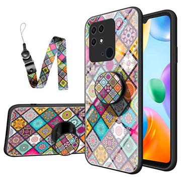 Coque Hybride Xiaomi Redmi 10C Checkered Pattern - Mandala Coloré