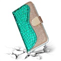 Etui Portefeuille Samsung Galaxy A53 5G - Série Croco Bling - Verte