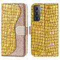 Etui Portefeuille Samsung Galaxy S21 FE 5G - Série Croco Bling - Doré