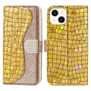 Etui Portefeuille Samsung Galaxy A13 5G - Série Croco Bling - Rose Doré