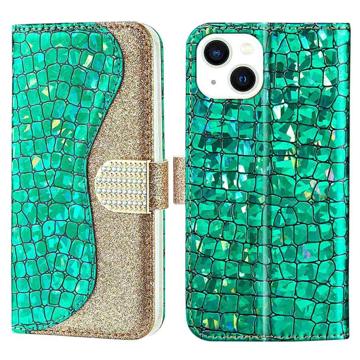 Etui Portefeuille Samsung Galaxy A13 5G - Série Croco Bling - Rose Doré