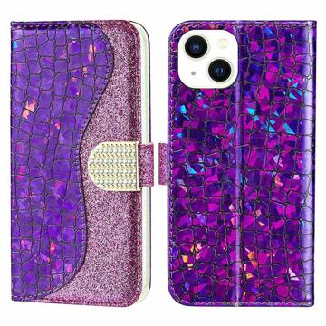 Etui Portefeuille Samsung Galaxy A13 5G - Série Croco Bling - Rose Doré