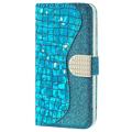 Etui Portefeuille iPhone 14 - Série Croco Bling - Bleu