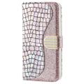 Etui Portefeuille iPhone 14 - Série Croco Bling - Rose doré