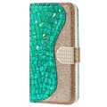 Etui Portefeuille iPhone 13 Mini Croco Bling - Vert