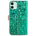 Etui Portefeuille iPhone 13 Mini Croco Bling - Vert