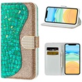 Etui Portefeuille iPhone 12/12 Pro Croco Bling - Vert