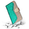 Etui Portefeuille iPhone 12/12 Pro Croco Bling - Vert