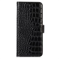 Étui Portefeuille Samsung Galaxy Xcover6 Pro en Cuir avec RFID Crocodile Séries - Noir