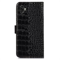 Étui Portefeuille Samsung Galaxy Xcover6 Pro en Cuir avec RFID Crocodile Séries - Noir