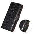 Étui Portefeuille Samsung Galaxy Xcover6 Pro en Cuir avec RFID Crocodile Séries - Noir