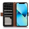 Étui Portefeuille Samsung Galaxy Xcover6 Pro en Cuir avec RFID Crocodile Séries - Noir