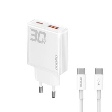 Dudao A30EUT Chargeur mural GaN 30W avec câble USB-C - Blanc