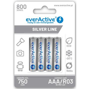 EverActive Silver Line EVHRL03-800 Piles rechargeables AAA 800mAh - 4 Pcs.