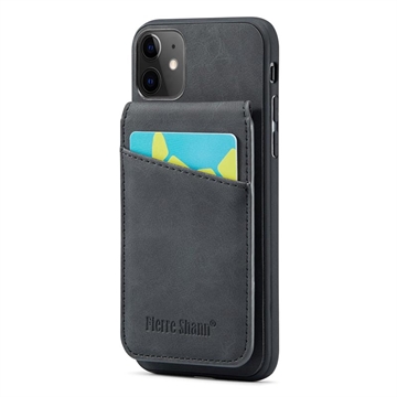 Coque Hybride iPhone 11 avec Revêtement Fierre Shann avec Porte-Cartes et Support - Noire