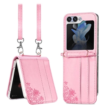 Coque Samsung Galaxy Z Flip5 avec Lanière Floral Print