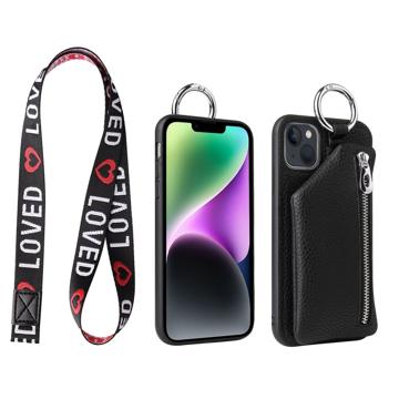 Coque iPhone 14 Plus avec Détachable Portefeuille Strap Series - Noir