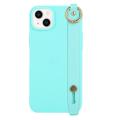 Coque iPhone 14 Plus en TPU avec Dragonne - Série Candy Color - Azur Clair