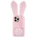 Coque iPhone 14 Pro Oreilles de Lapin d'hiver à Fourrure - Rose