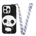 Coque iPhone 14 Pro Max en TPU avec Poche Zippée Cartoon Design - Panda