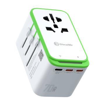 GlocalMe RoamPlug Adaptateur de voyage avec 4G/LTE Wi-Fi Hotspot - 70W - Blanc