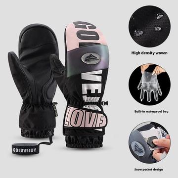 Golovejoy SK34 Gants de ski d\'hiver - Imperméables, coupe-vent, écran tactile - L - Noir / Rose