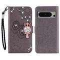 Etui Google Pixel 8 Pro Hibou Strass - Gris