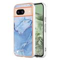 Coque Google Pixel 8a en TPU Marble Pattern Galvanisé IMD - Bleue